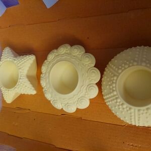 (3) set of candle holders & snuffer